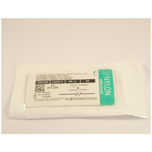 VETSUTURE NYLON 0 USP 3/8 30mm